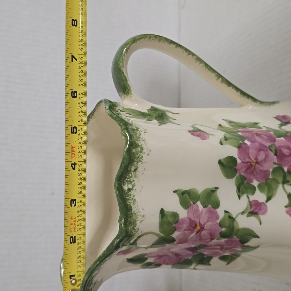 Vintage Hand Painted Large Cash Family Blue Ridge Pottery Floral Pitcher - Picture 12 of 16
